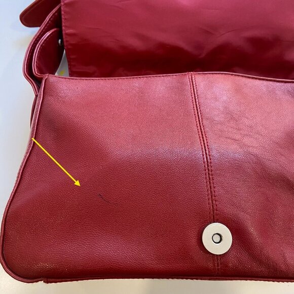 Kenneth Cole Reaction Red vegan Leather Shoulder Bag With Adjustable Strap - Picture 6 of 11